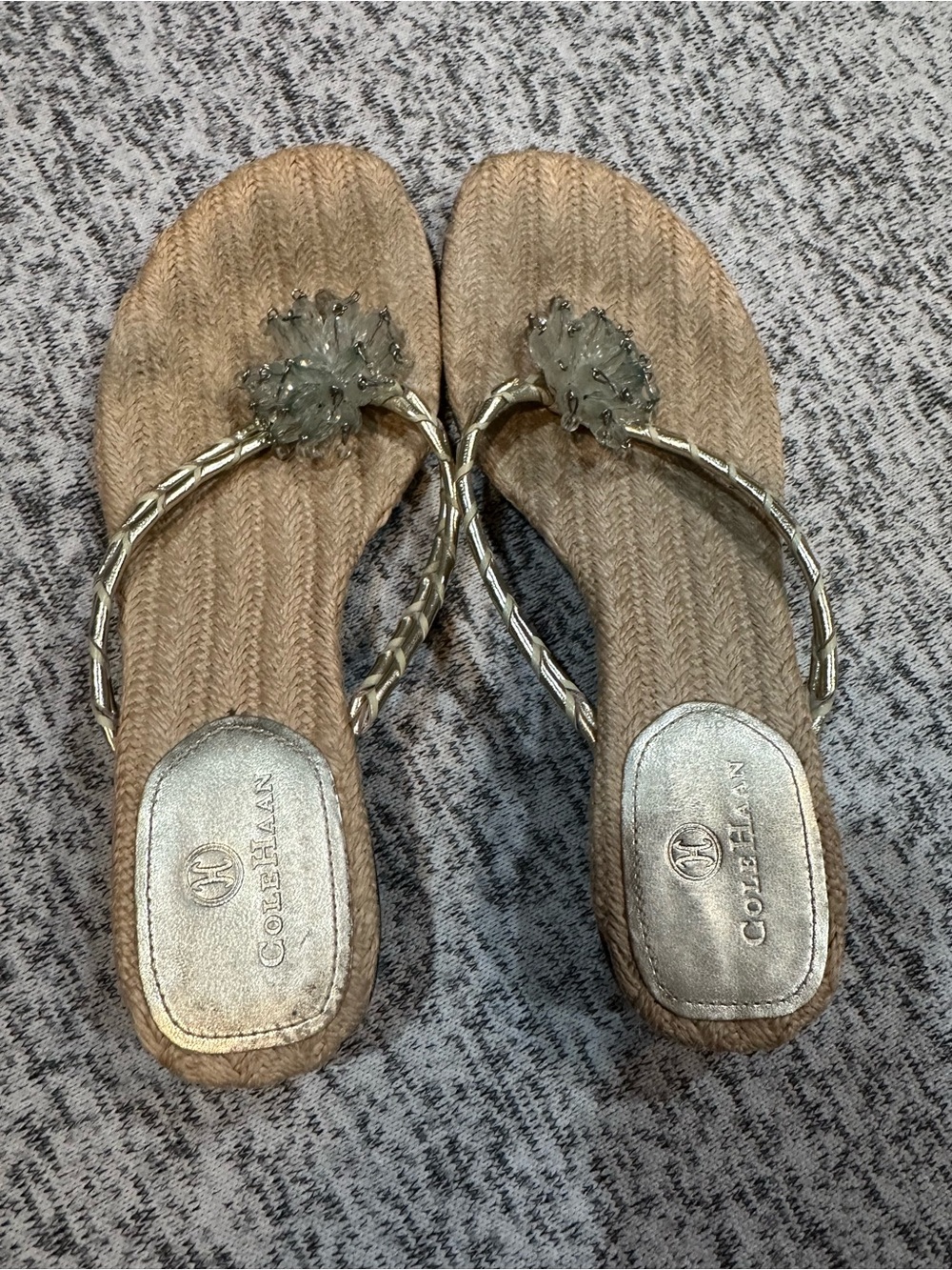 Cole Haan Ladies Shoes Sz 7 1/2 Beaded Accent Sandal. Good used condition.